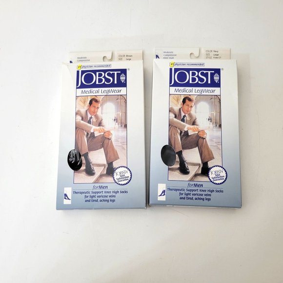 Jobst Medical LegWear for Men NIB Two Pair Navy and Brown - Picture 1 of 4